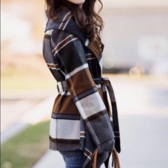 BPosh Boutique Jackets & Blazers - Western Irregular Plaid Coat with Belt